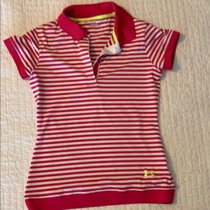 Women’s XS Under Armour pink/white polo